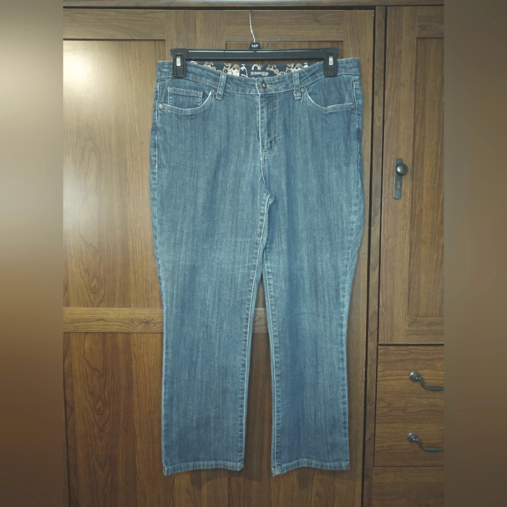 St John's Bay Cropped Capri Jeans Sz 12  Dk Wash